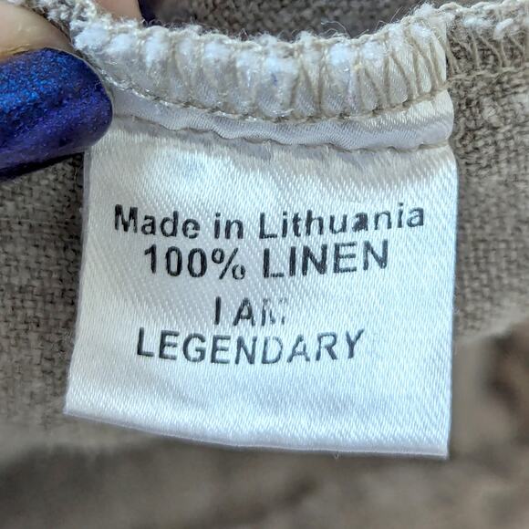 Flax Natural Beige Linen Cropped Pants Straight Leg High Rise Women's P/S (4/6) - Picture 5 of 6